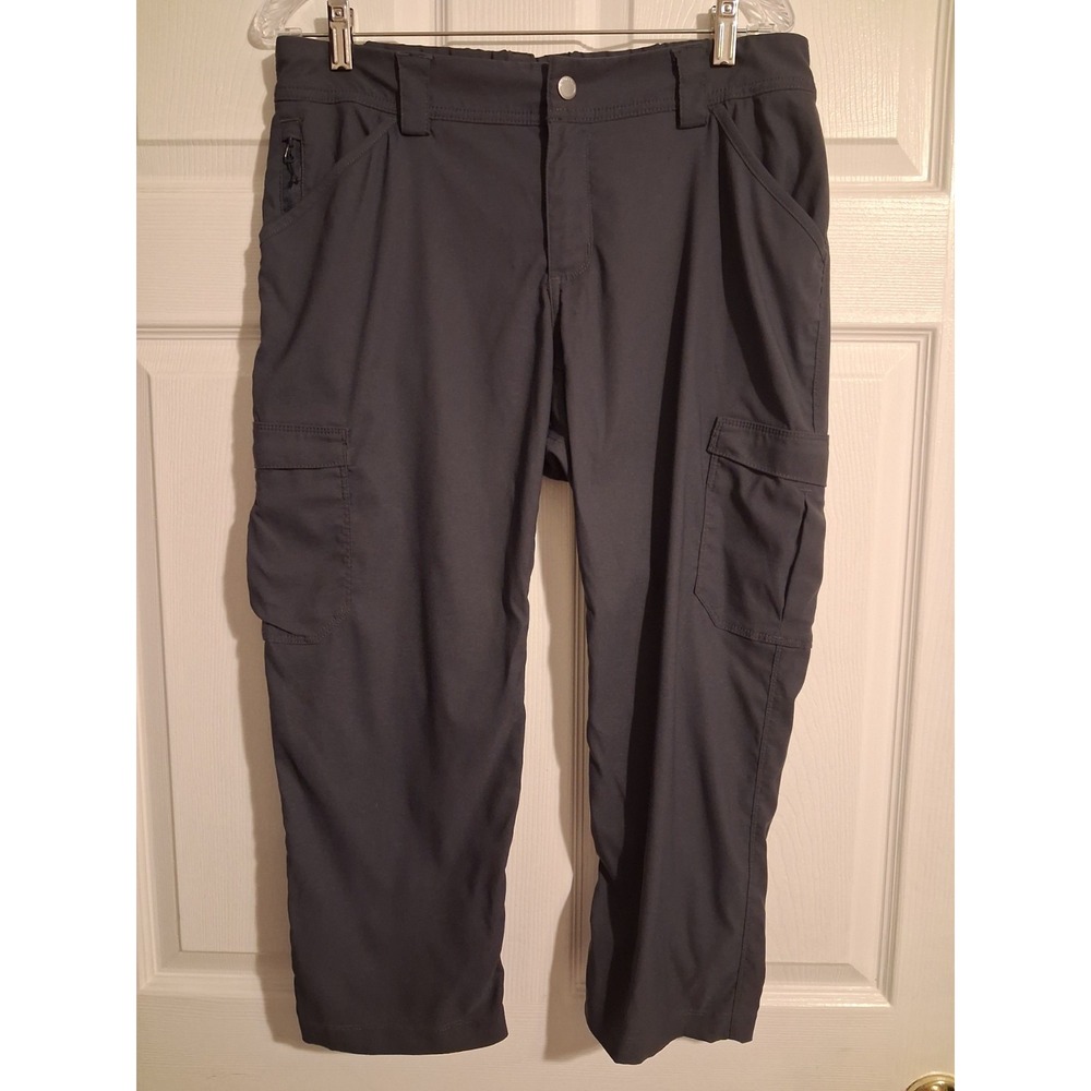 Womens Sz 10 Duluth Trading Dry on the Fly Cargo Capri Pants Blue Hiking Stretch